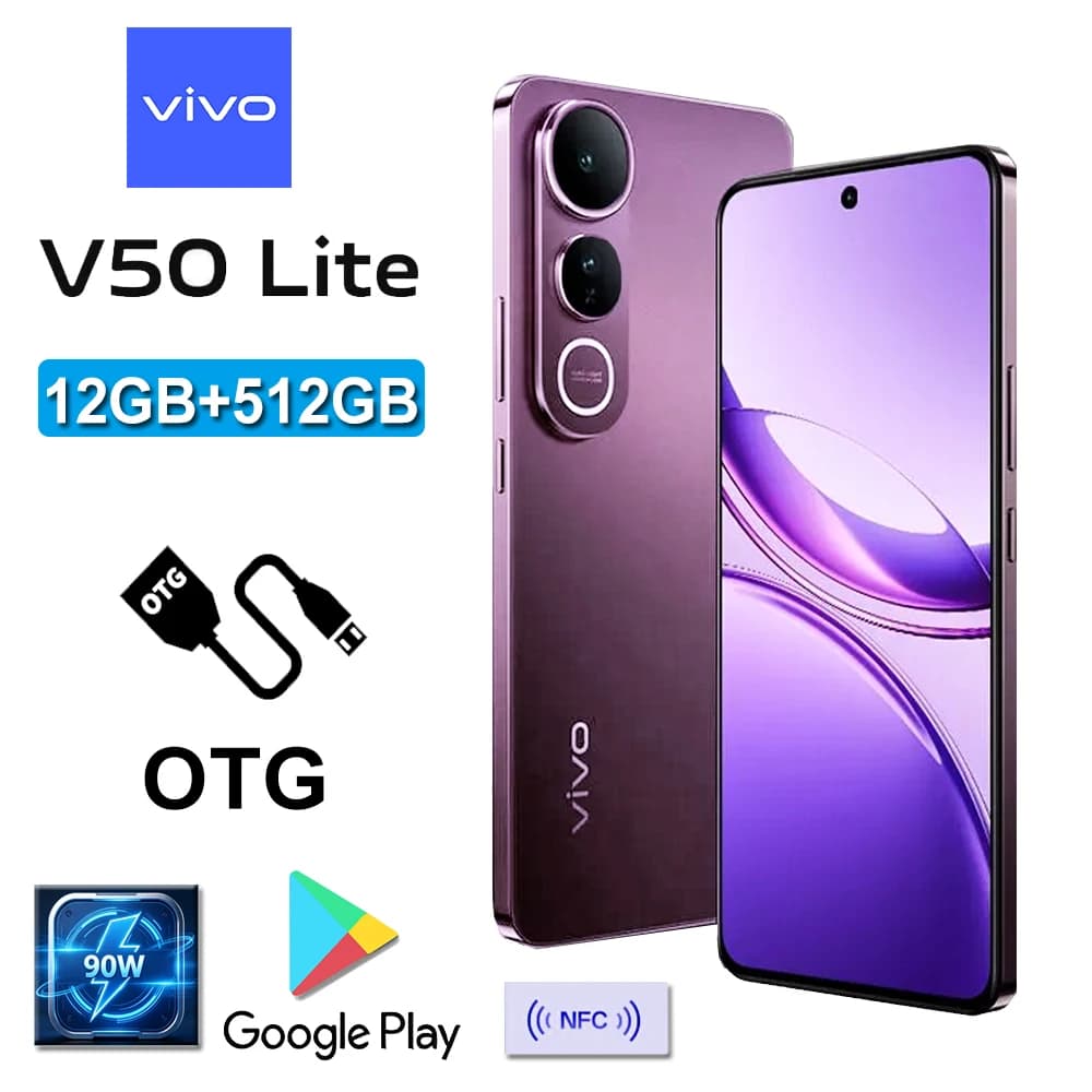 VIVO V50Lite smartphone originale alla moda con 12GB+512GB di memoria, NFC, batteria da 6500mAh a lunga durata.