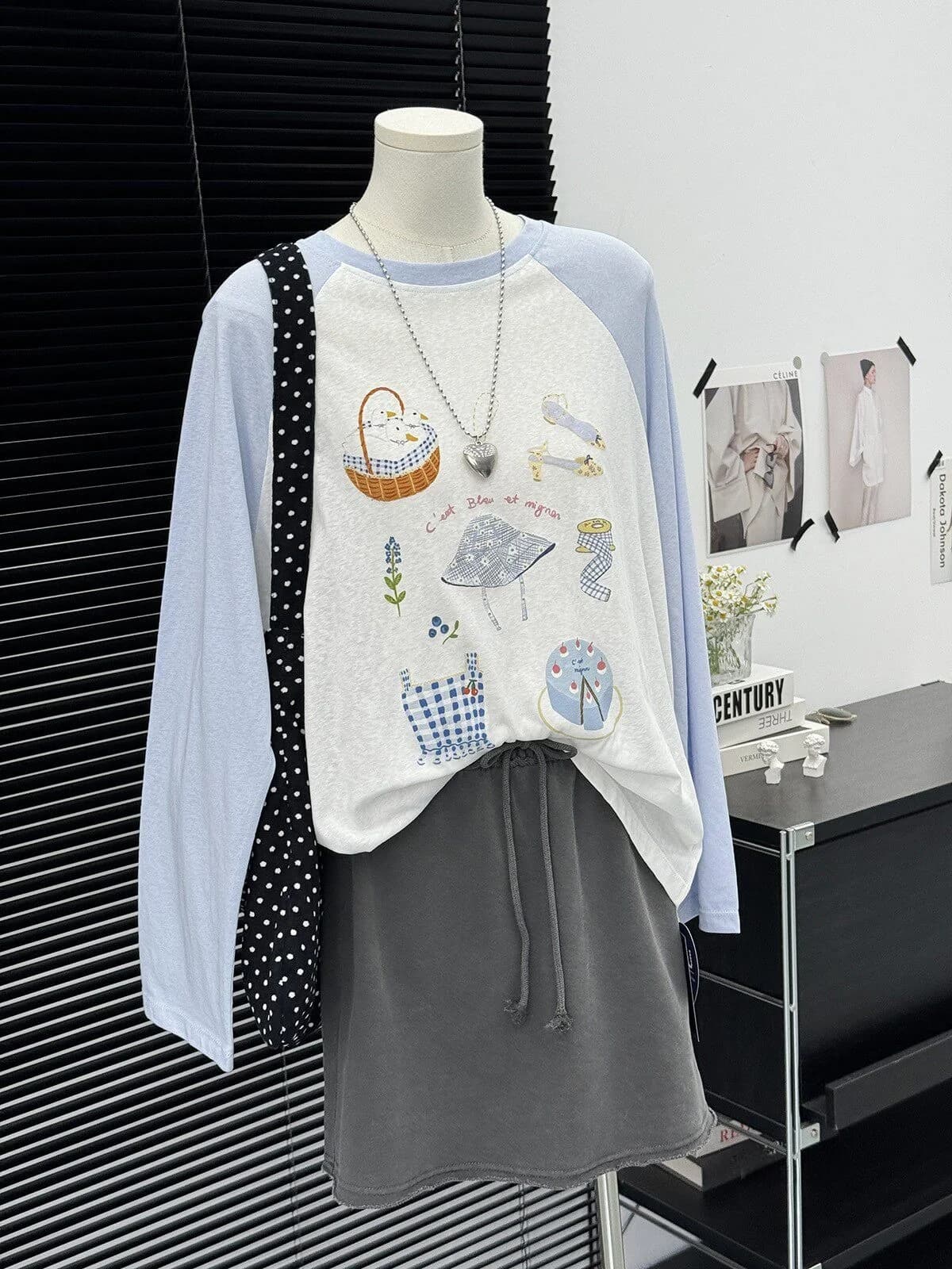plus Size Summer Long Sleeve T-Shirt Women's Loose Lightweight Cartoon Anti-Uv Shirt Cool Sensation Big Dot Pattern