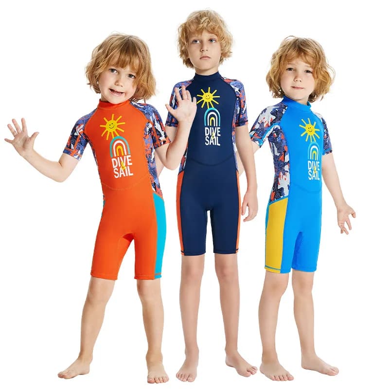 Costume da bagno per bambini costume intero per ragazzi e ragazze costume da bagno da allenamento professionale con protezione solare da spiaggia a maniche corte
