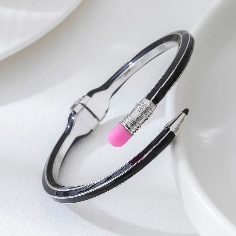 Bracciale a polsino alla moda con design a matita, unico, lucido, glitterato, smaltato a croce, aperto, combinabile, per tutti i giorni