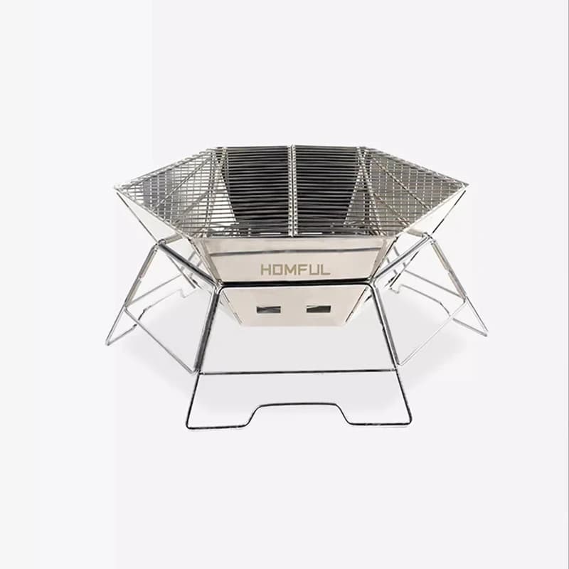 Camping barbecue grill, folding portable wood stove for outdoor carbon, fire table, barbecue grill