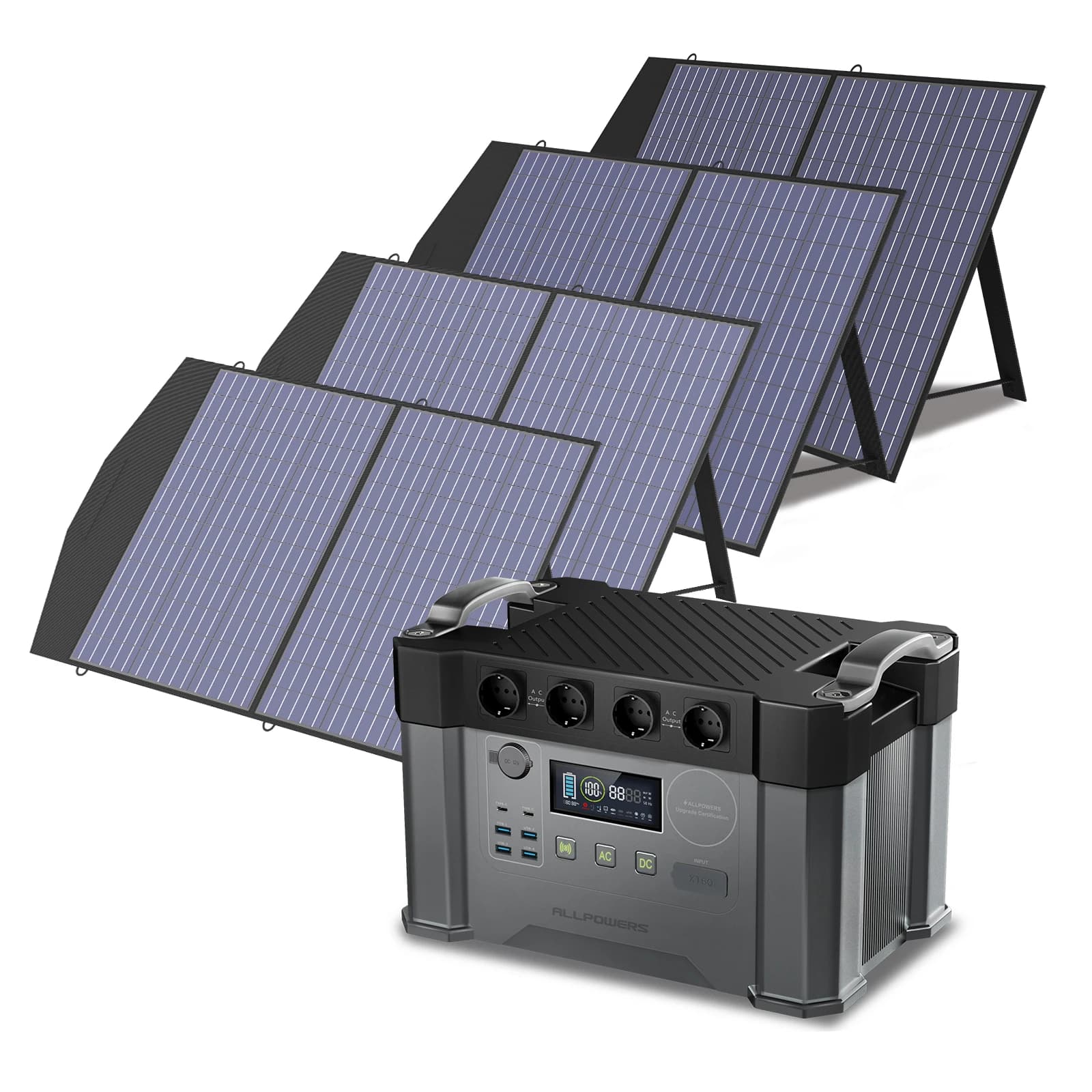 ALLPOWERS centrale elettrica portatile S2000, generatore solare da 2000W con pannelli solari pieghevoli da 100W inclusi per il campeggio all'aperto di camper