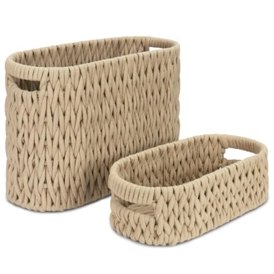 Cesti porta carta igienica Boho in corda di cotone intrecciata, set da 2, porta carta igienica da terra per 6 mega rotoli