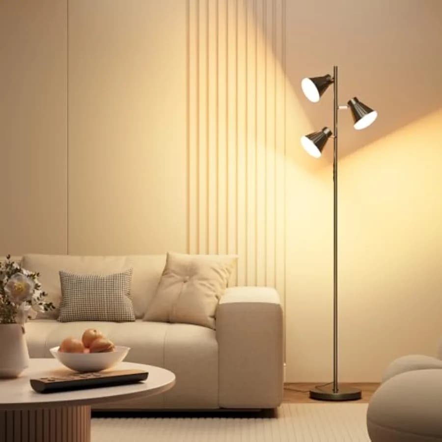 Lampada da Terra a LED 36W Dimmerabile con Telecomando e Controllo Touch, 4 Temperature di Colore, Lampada da Terra Luminosa con 3 Rotazioni