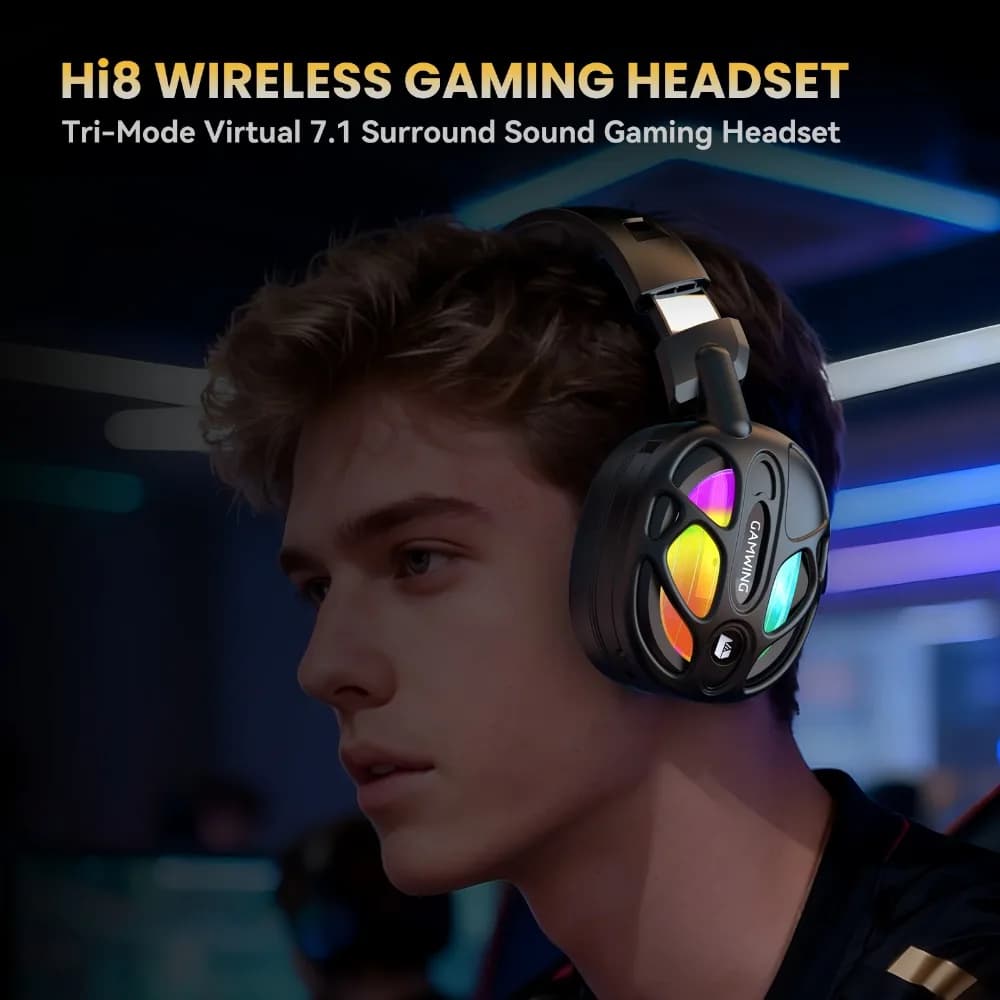 New! High-end wireless gaming headphones, Hi-Fi surround sound, 3.5 mm RGB for PC/PS. Wired option with exceptional sound