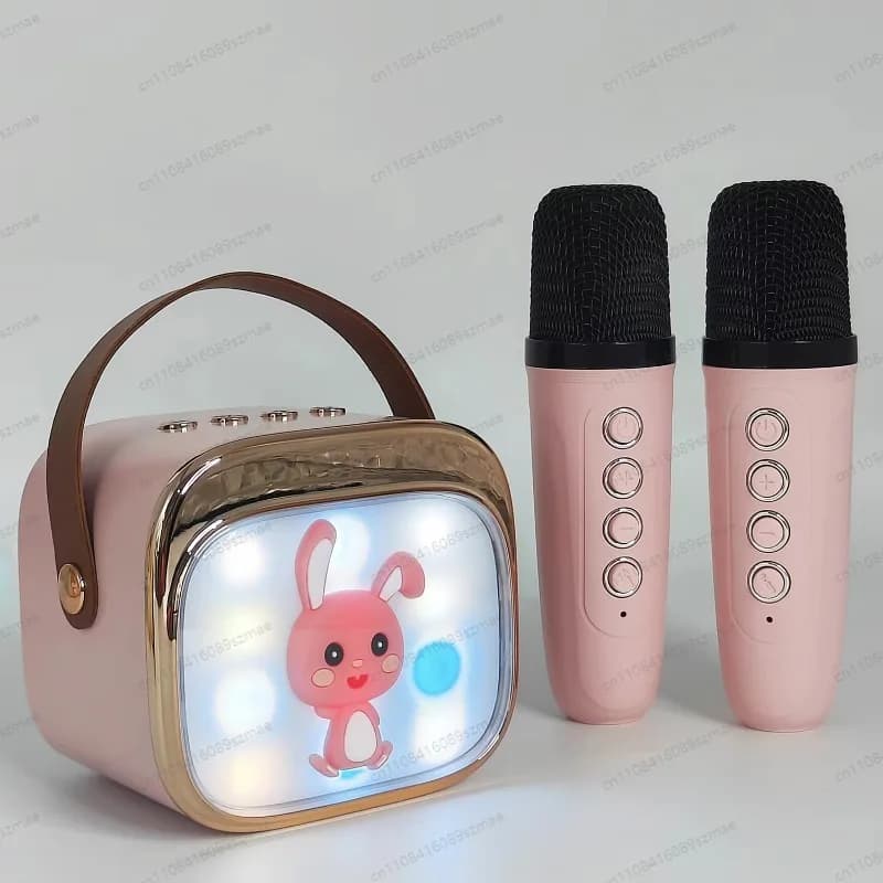 Macchina per Karaoke per Feste di Compleanno per Bambini, Tutto-in-Uno con Riproduzione Video e 2 Microfoni Wireless, Sistema KTV Professionale per Casa, Set Regalo