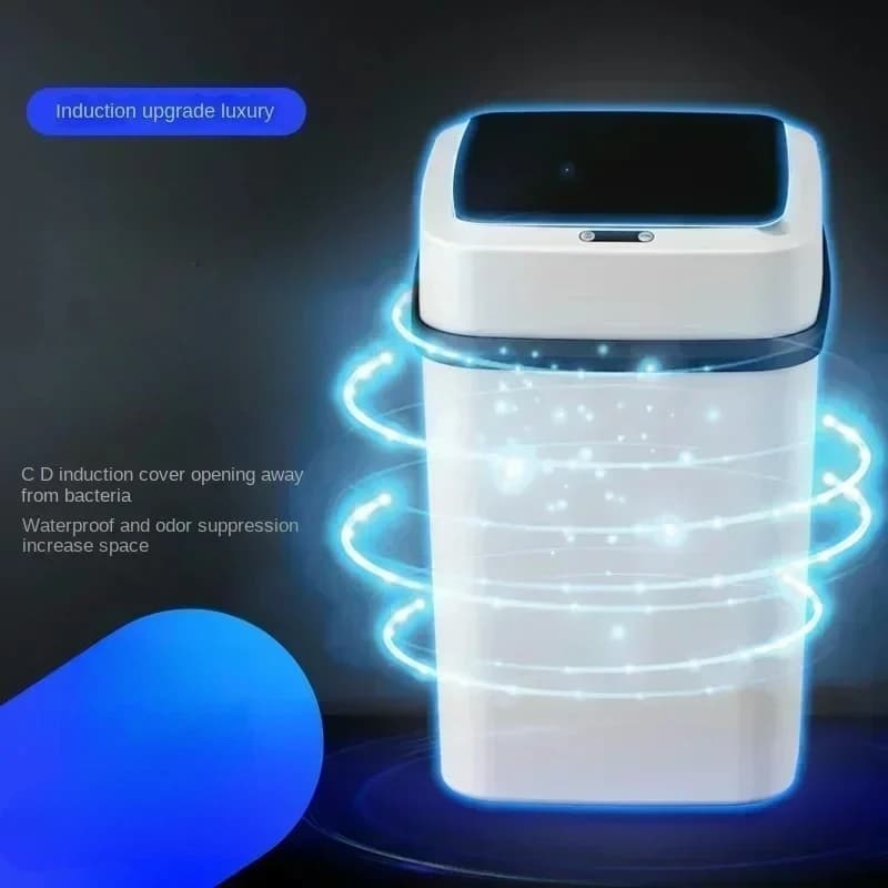 & Bidone della spazzatura da cucina caldo 13L Pattumiera touch per bagno per WC Soggiorno Bagno creativo Bidone della spazzatura a induzione automatica