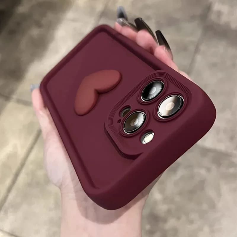Custodia per telefono in silicone con cuore d'amore 3D carino di lusso per iPhone 17Air 17 16 15 13 12 11 14 Pro Max X XR XS Cover posteriore antiurto Candy