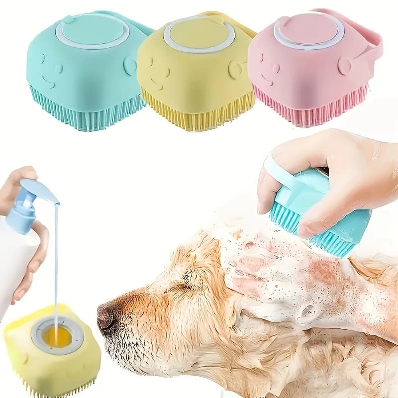 Pet grooming system shampoo brush, cat and dog bathing massage brush, with built-in shampoo dispenser, cat and dog grooming tool