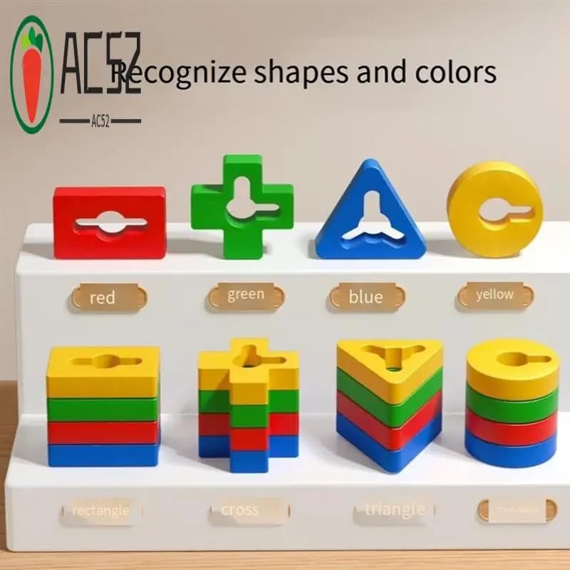 AC52-Colonna geometrica Giocattoli Forma Corrispondenza Blocchi di costruzione Sussidi didattici per l'educazione e l'illuminazione della prima infanzia