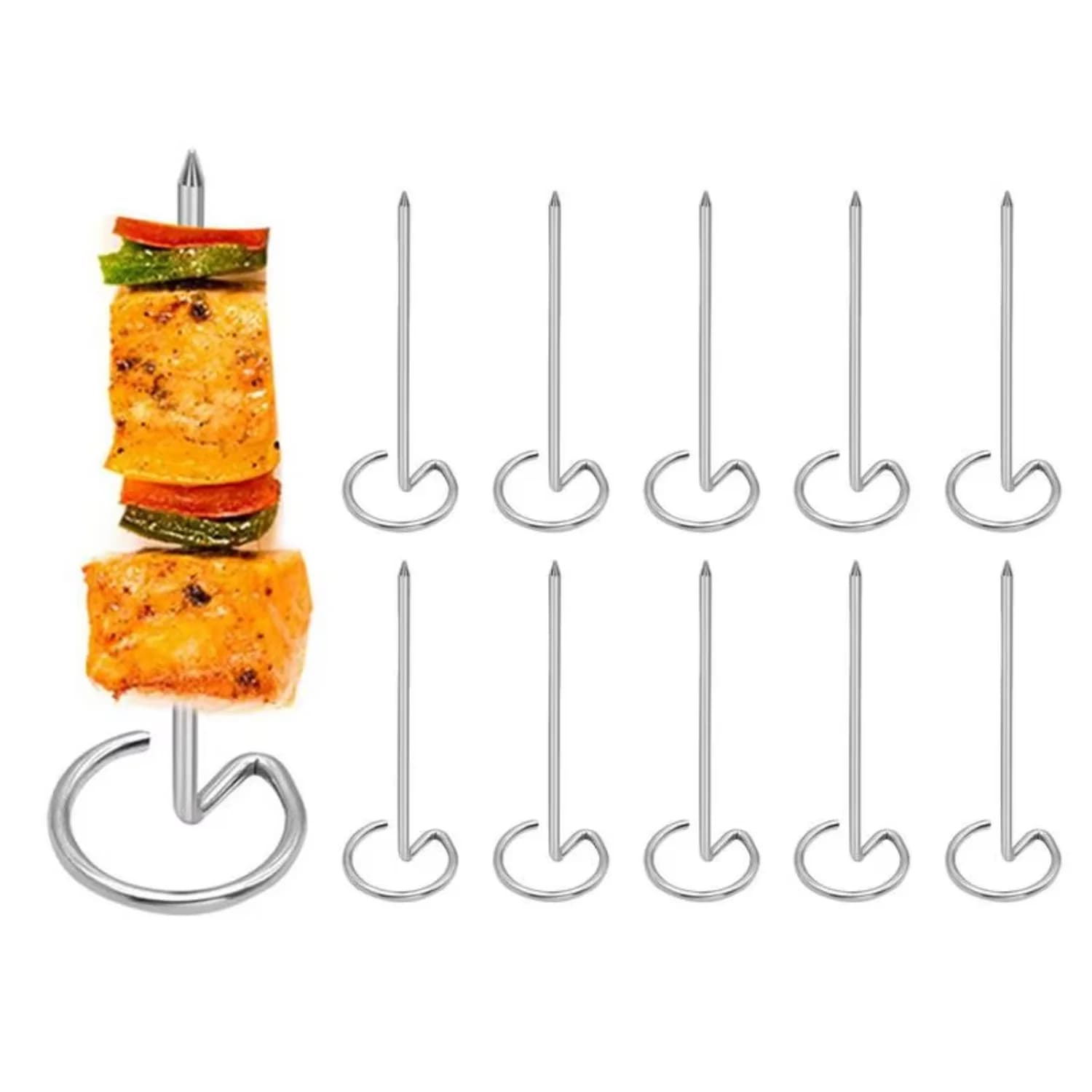 10 pieces barbecue sticks kebab outdoor tools barbecue tool for barbecue vertical design accessories for chicken shrimp grill