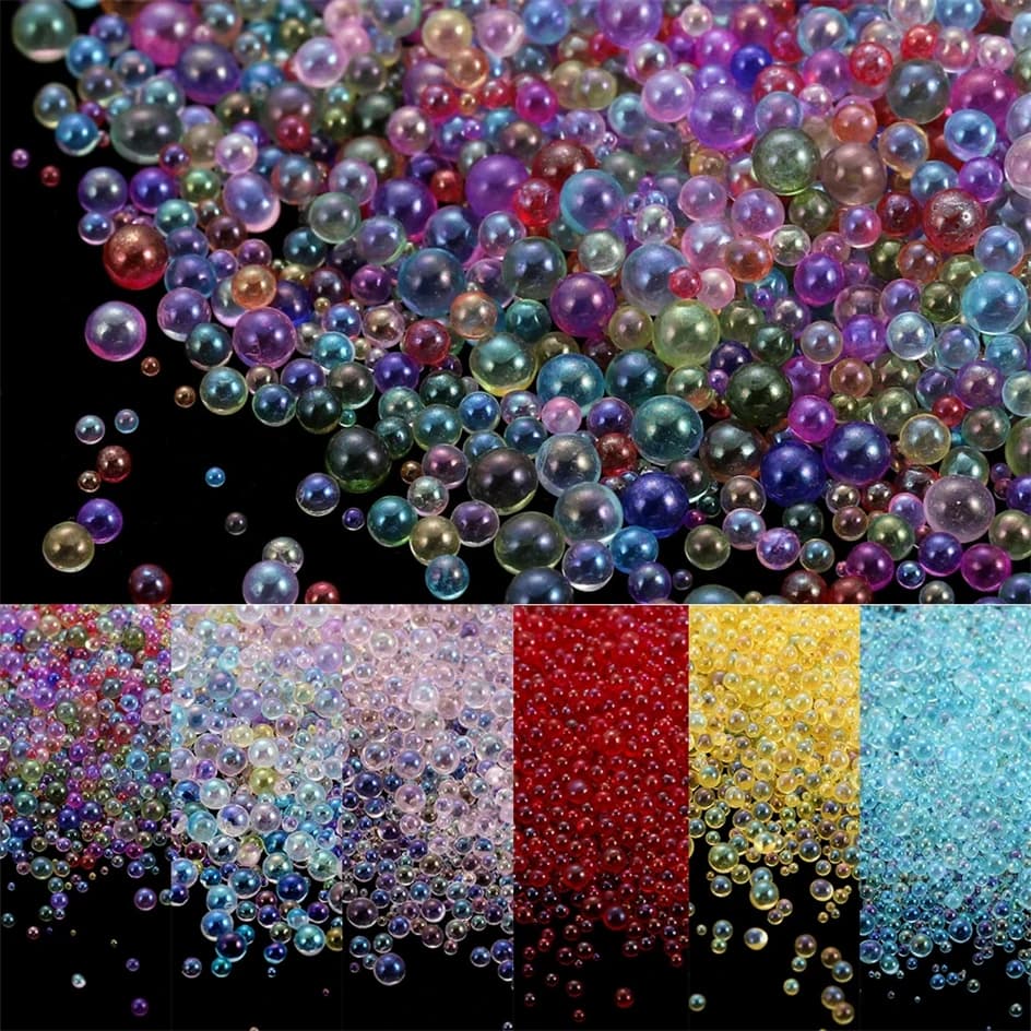 500 pz Mini Palline di Bolle Perline Piccole Perle di Cristallo di Vetro Per Stampo In Silicone Resina UV Riempitore Epossidico Riempimento Della Resina FAI DA TE Unghie artistiche Decor