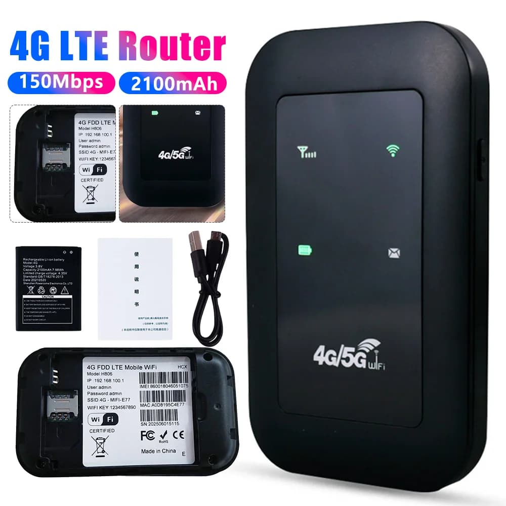 Router WiFi 4G LTE 150Mbps, Ripetitore di Segnale, Amplificatore di Rete, Modem Wireless Tascabile con Slot per Scheda SIM