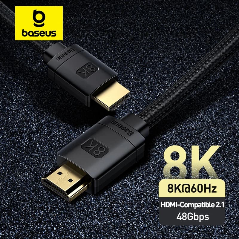 Cavo Baseus compatibile HDMI per Xiaomi Mi Box 48Gbps digitale per PS5 PS4 8K 2.1 4K 2.0 Cavi splitter 8K/60Hz compatibili HDMI