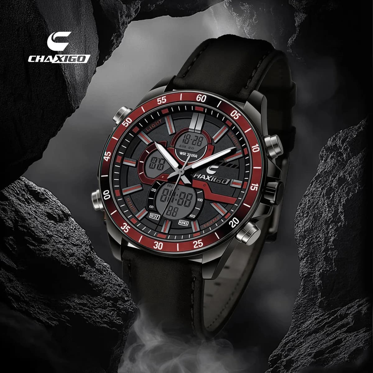 Nuovo orologio sportivo da uomo di CHAXIGO con doppio cinturino, alla moda per il pendolarismo quotidiano