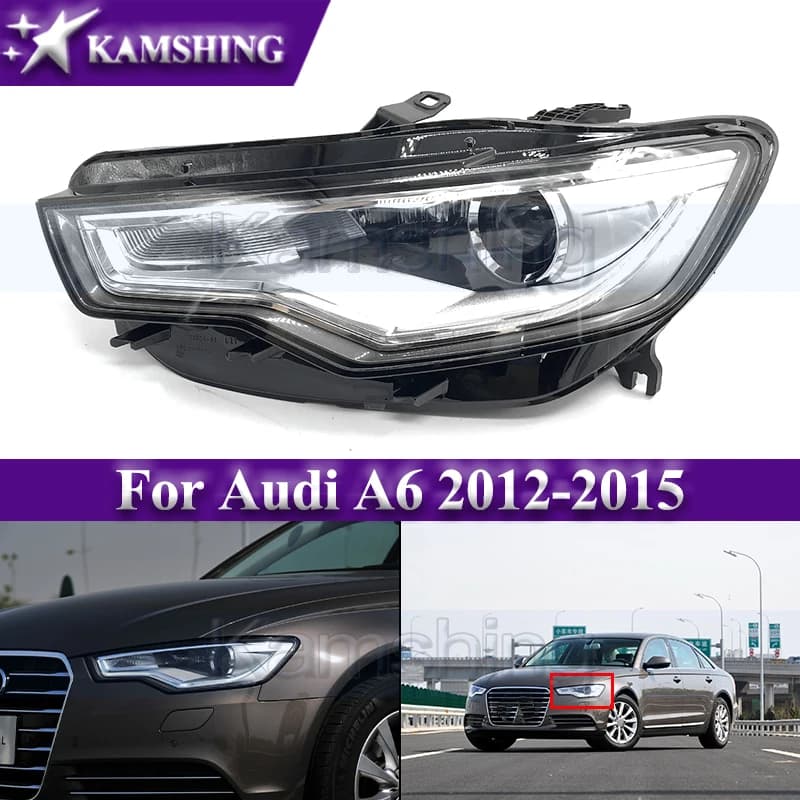 Kamshing Paraurti Anteriore Faro Per Audi A6 2012-2015 Faro Anteriore Lampada Frontale Senza AFS