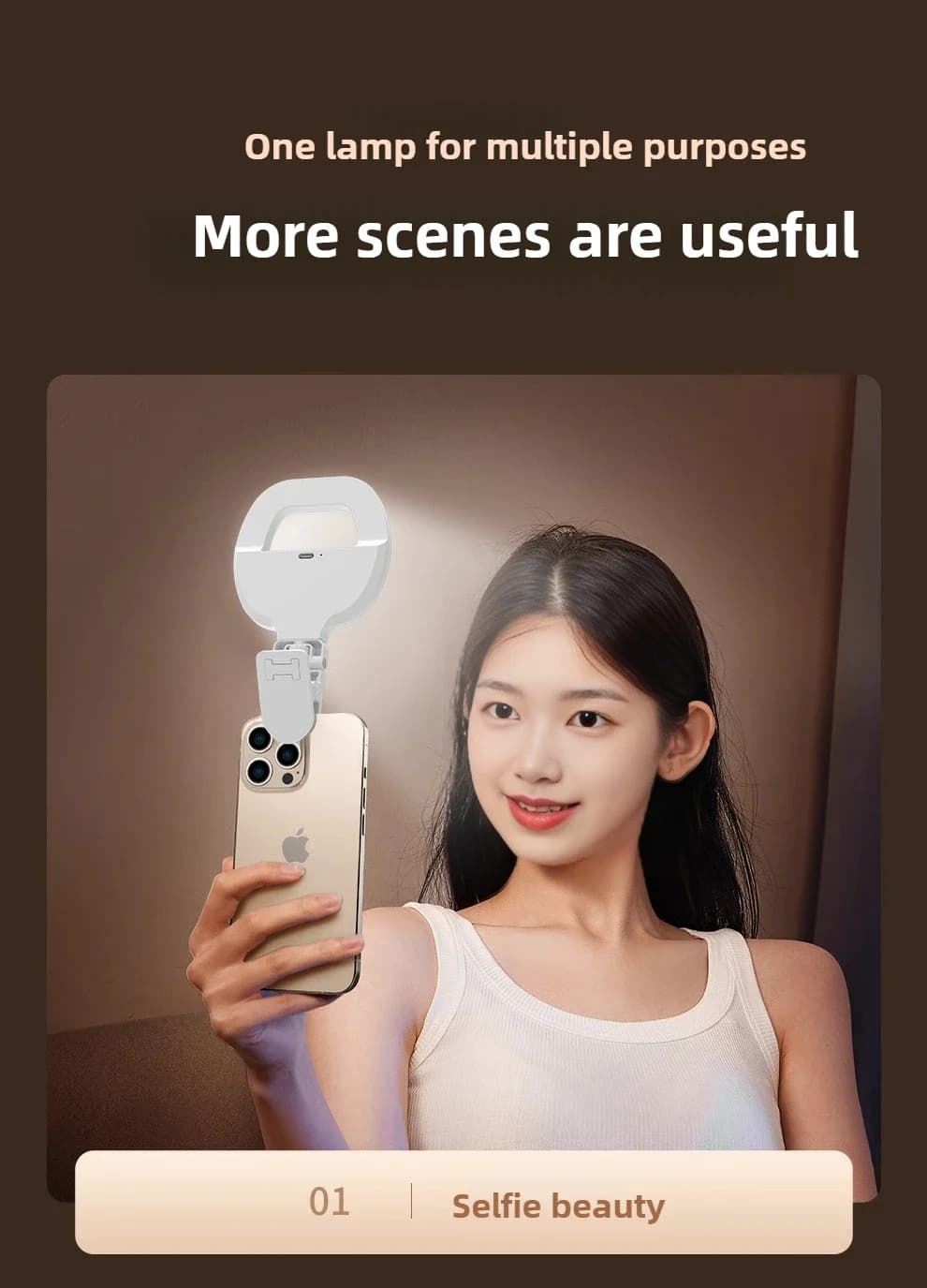 LED Selfie Fill Light Rechargeable Clip-on LED Selfie Fill Light For iPhone Samsung Smart Phone Video Photo Girl Makes Up