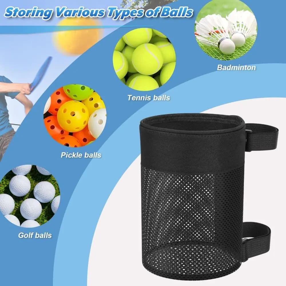 Hanging Pickleball Ball Holder Large Capacity Tear-resistant Pickleball Storage Basket Nylon Multi-purpose Tennis Storage Bag