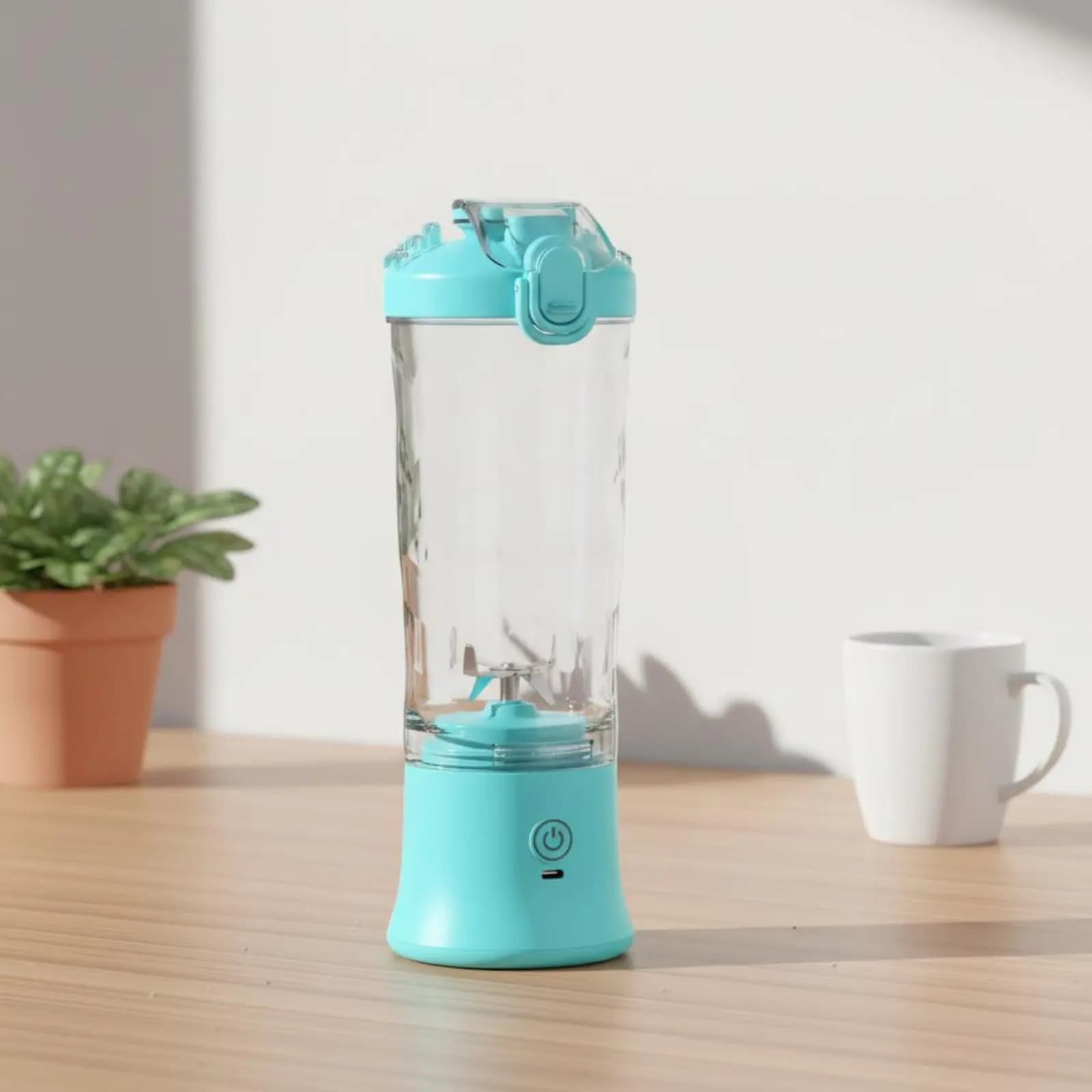 Frullatore Portatile con Sistema Multi-Lama, Contenitore da 600ml, Senza Fili, Funzione Monodose per Frullati e Bevande
