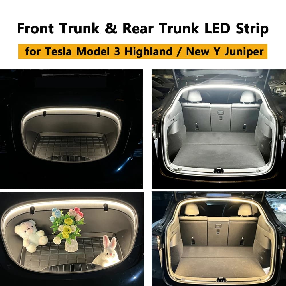 New LED Strip Waterproof for Front and Rear Bags 2026, Plug & Play Atmospheric Light for Tesla Model Y Juniper New 3 Highland