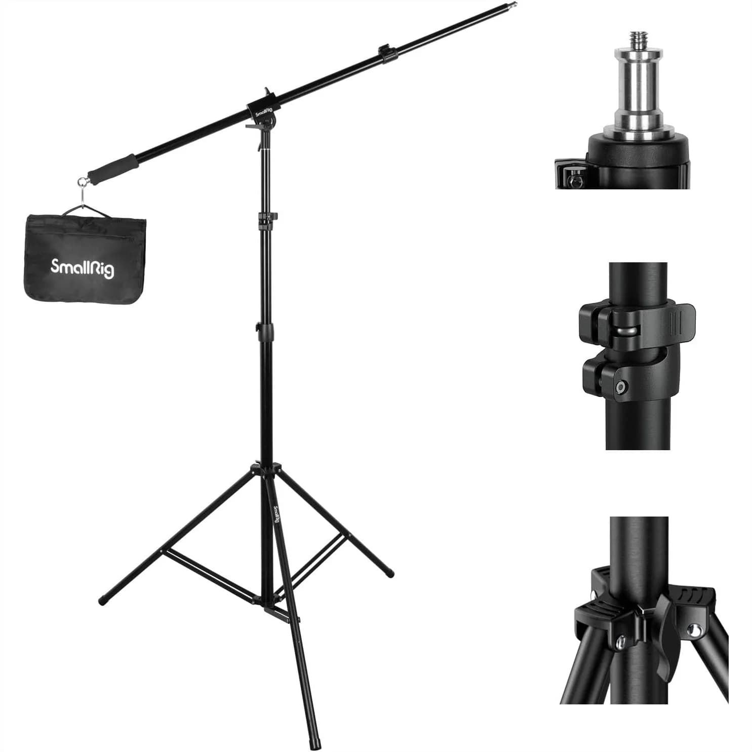 Stativo Professionale in Alluminio con Ammortizzatore ad Aria e Braccio Telescopico, Altezza 280 cm e Carico Massimo 5 kg per Fotografia in Studio