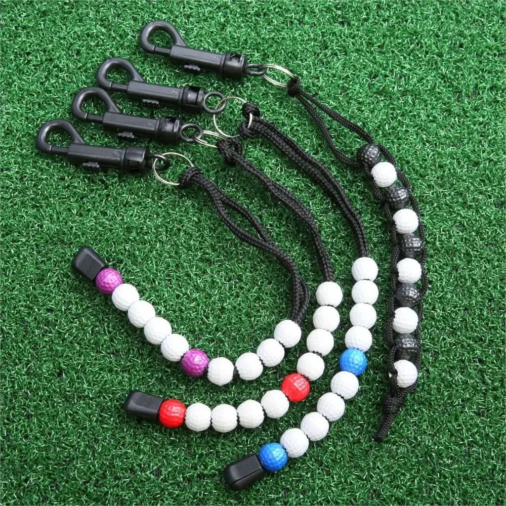 Utile contatore di punteggio dei colpi di golf con treccia di nylon con perline di palline da golf in plastica Contatore di putt Contatore di punteggio sportivo Ausili per l'allenamento del golf