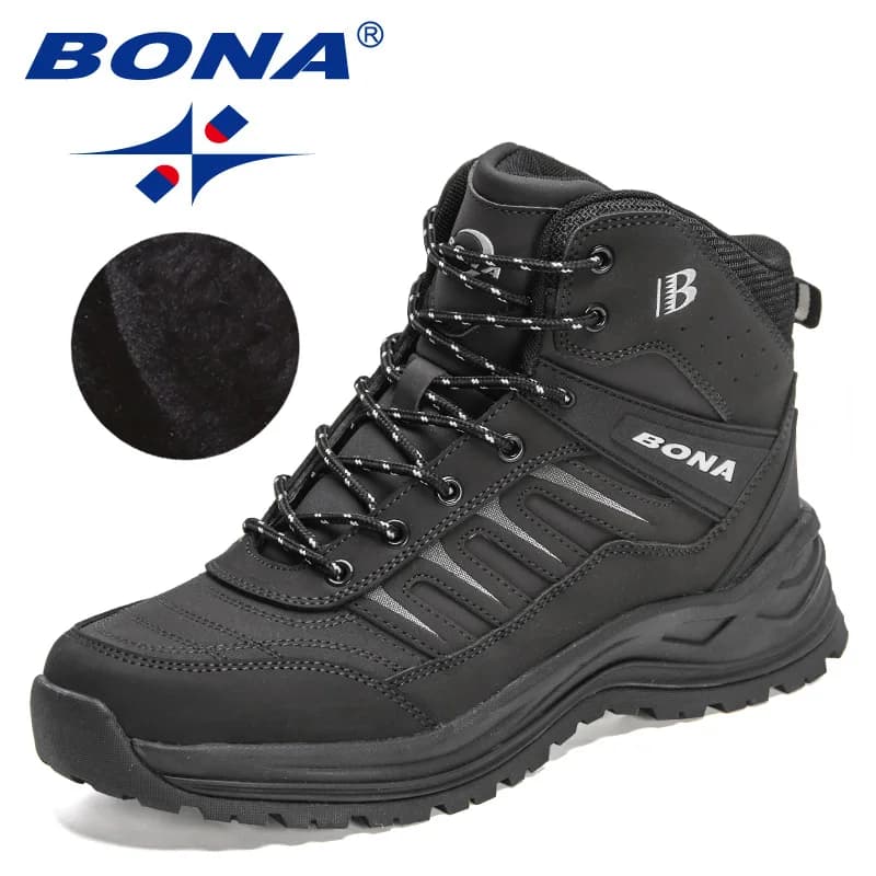 BONA New Designers stivali da neve invernali uomo peluche Action Leather stivaletti Super caldi uomo stivali da trekking all'aperto Mansculino