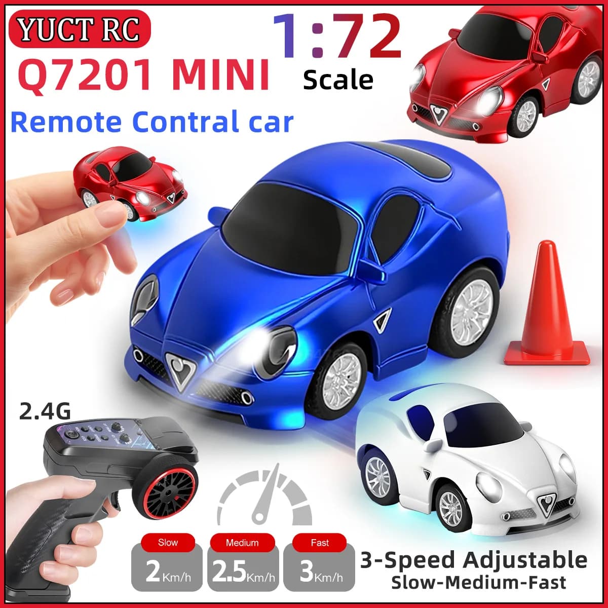 WLtoys Q7201 1:72 Scale RC Mini Desktop Sports Car with Gyroscope Team Racing Games Remote Control Toy Birthday Gift for Kids