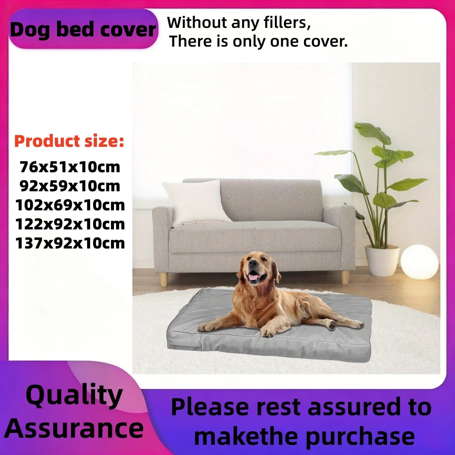 Only Cover Dog Bed Cover Removable and Washable Dog Mattress Replacement Cover Pet Nest Pad Replacement Cover