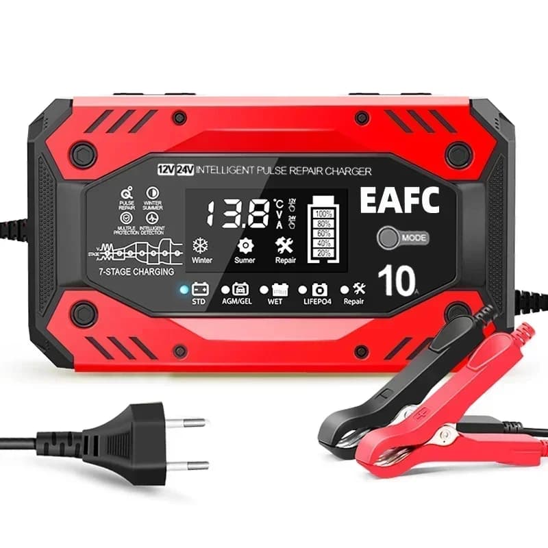 Caricabatterie per auto con ricarica a 7 fasi completamente automatico 24V 5A 12V 10A Caricabatterie automatici intelligenti per batteria al piombo Agm Gel Calcium NE