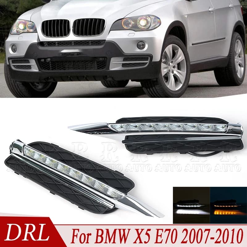 R-AUTO DRL Per BMW X5 E70 2007 2008 2009 2010 LED Paraurti Anteriore Luci Diurne Luce Diurna LED Fendinebbia Testa Della Lampada Della Copertura Della Luce