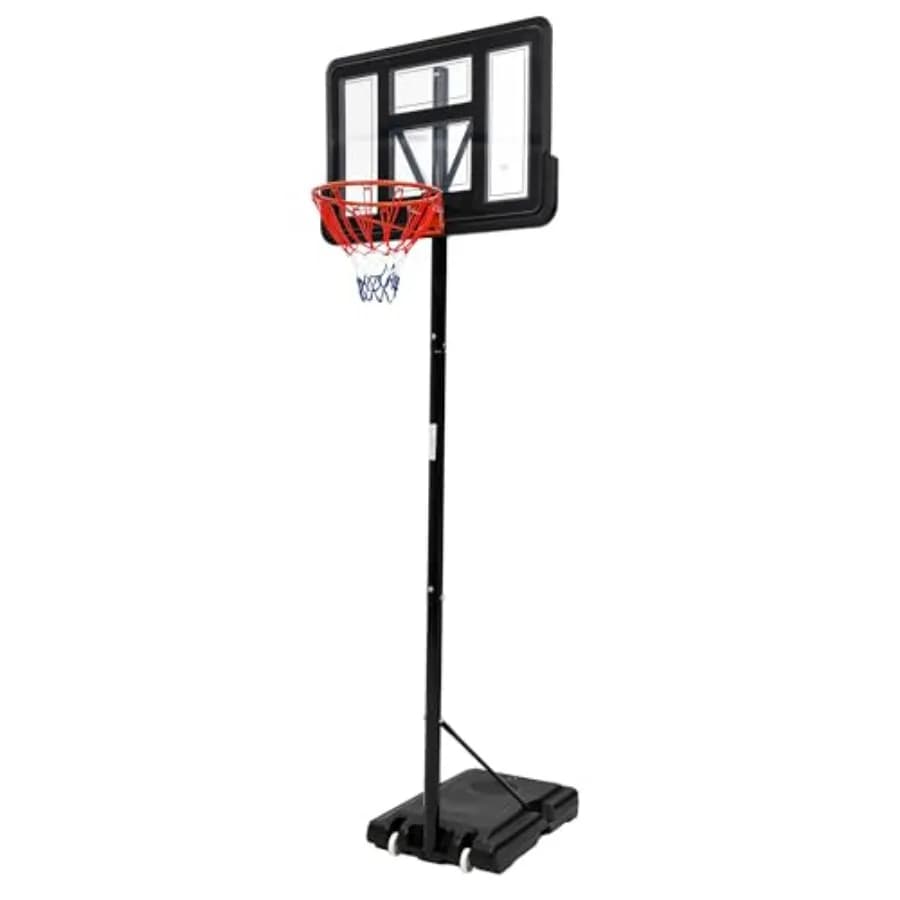 Canestro da Basket Regolabile per Esterni/Interni, Altezza 1,6-3 m, Canestro Portatile per Adulti, Tabellone Infrangibile da 112 cm, Doppia Ruota
