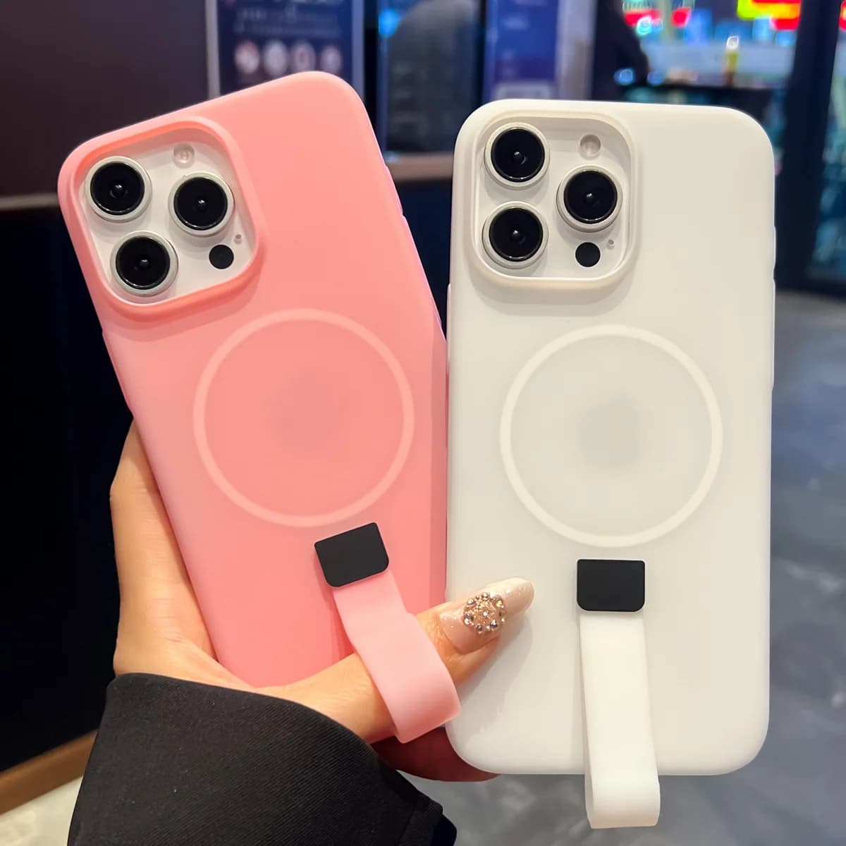 Moda Jelly Cordino magnetico per custodia per telefono Magsafe per iPhone 16 15 14 13 12 11 Pro Max Neon Candy Color Grip Ring Cover rigida