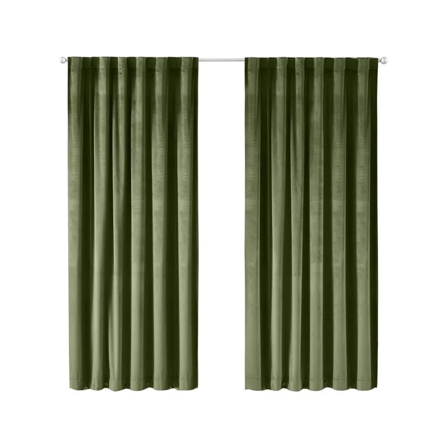 Dutch Velvet Solid 100% Blackout Single Curtain Panel Green 52" W x 84" L