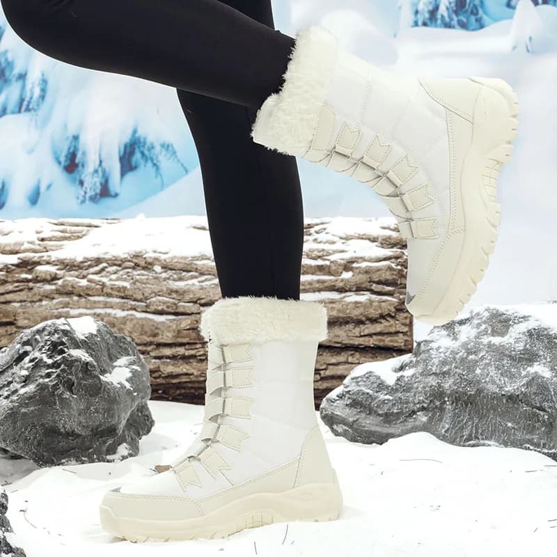 Stivali da neve invernali da donna comodi stivali da donna alti antiscivolo con suola spessa in peluche stivali da trekking morbidi e traspiranti durevoli da donna