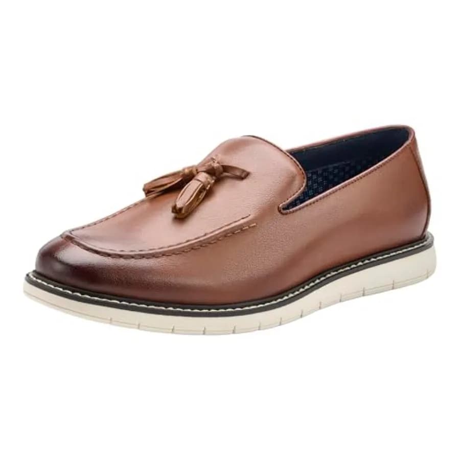 Mocassini Classici da Uomo Temeshu con Nappe, Scarpe Eleganti Nere e Marroni con Suola Bianca, Calzature Casual Business Slip-on DS28