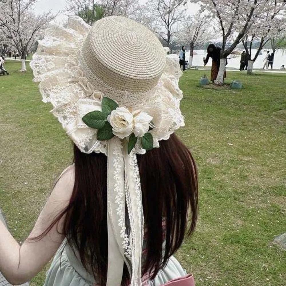 Sun Hat by Beach Light Breathable with Tesa Larga, Fishing Style in Paglia, with Coconut in Lace and Braided Tape