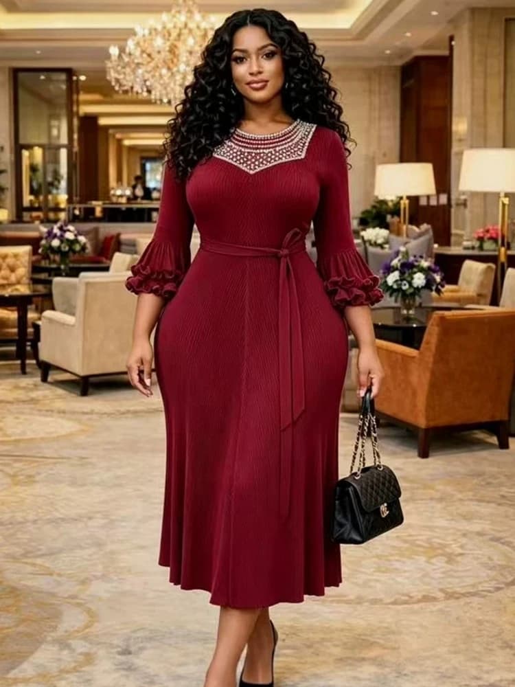 Abiti africani per donna, eleganti abiti da sposa musulmani, moda Abayas Dashiki, vestito a pieghe con maniche a 3/4, nuovo abito turco africano