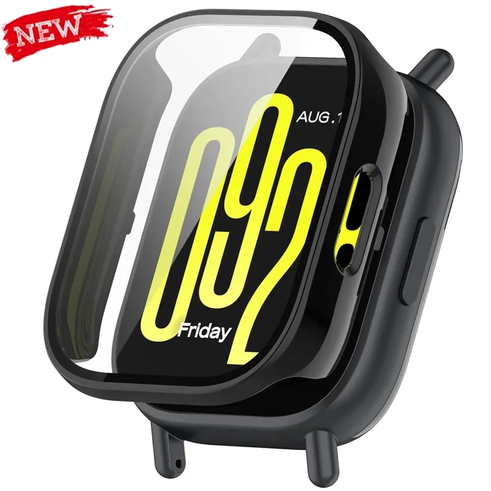 Custodia per PC per Redmi Watch 5 Active, Protezione Schermo in Vetro Temperato Rigido, Cover Protettiva per Xiaomi Redmi Watch 5 Lite