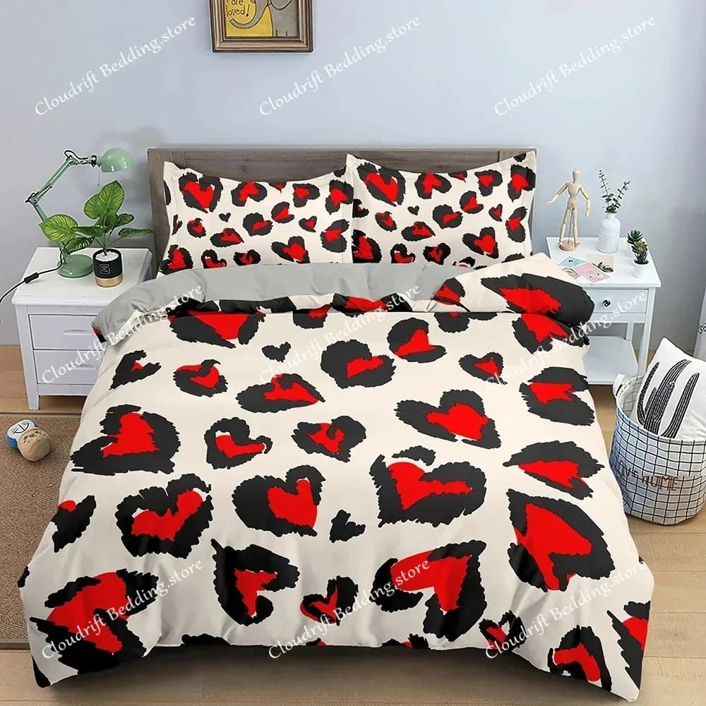 Luxury Bedding Set Love Heart Duvet Cover Single Full Quilt Cover Comforter Bedding Bed Set for Girls Woman