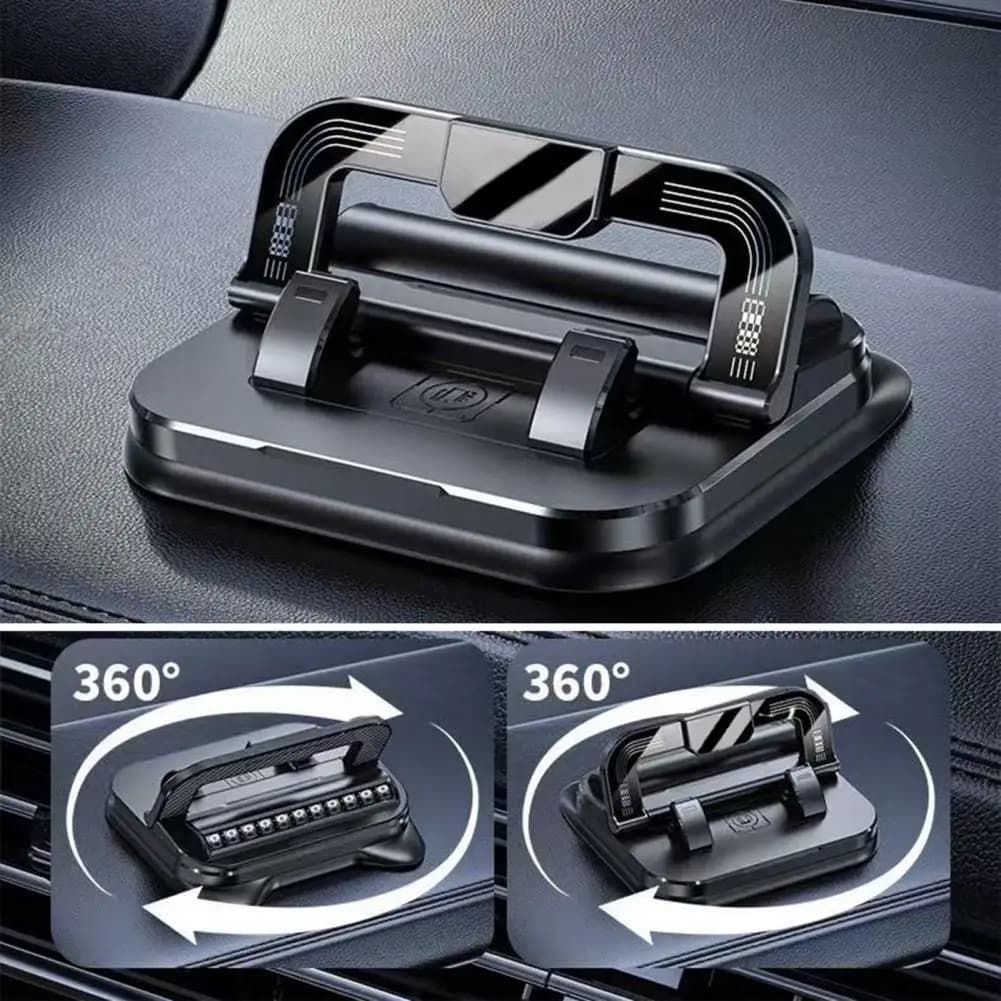 Supporto per telefono per auto da cruscotto Supporto per telefono Head-Up con rotazione a 360 gradi Supporto per navigazione antiscivolo con supporto per telefono con targa