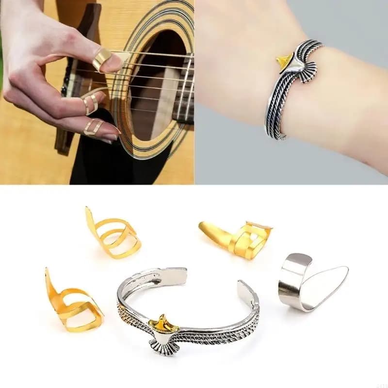 5Pcs Metal Picks Open Designs Guitar Ukulele Guitar Beginner Playing Accessories