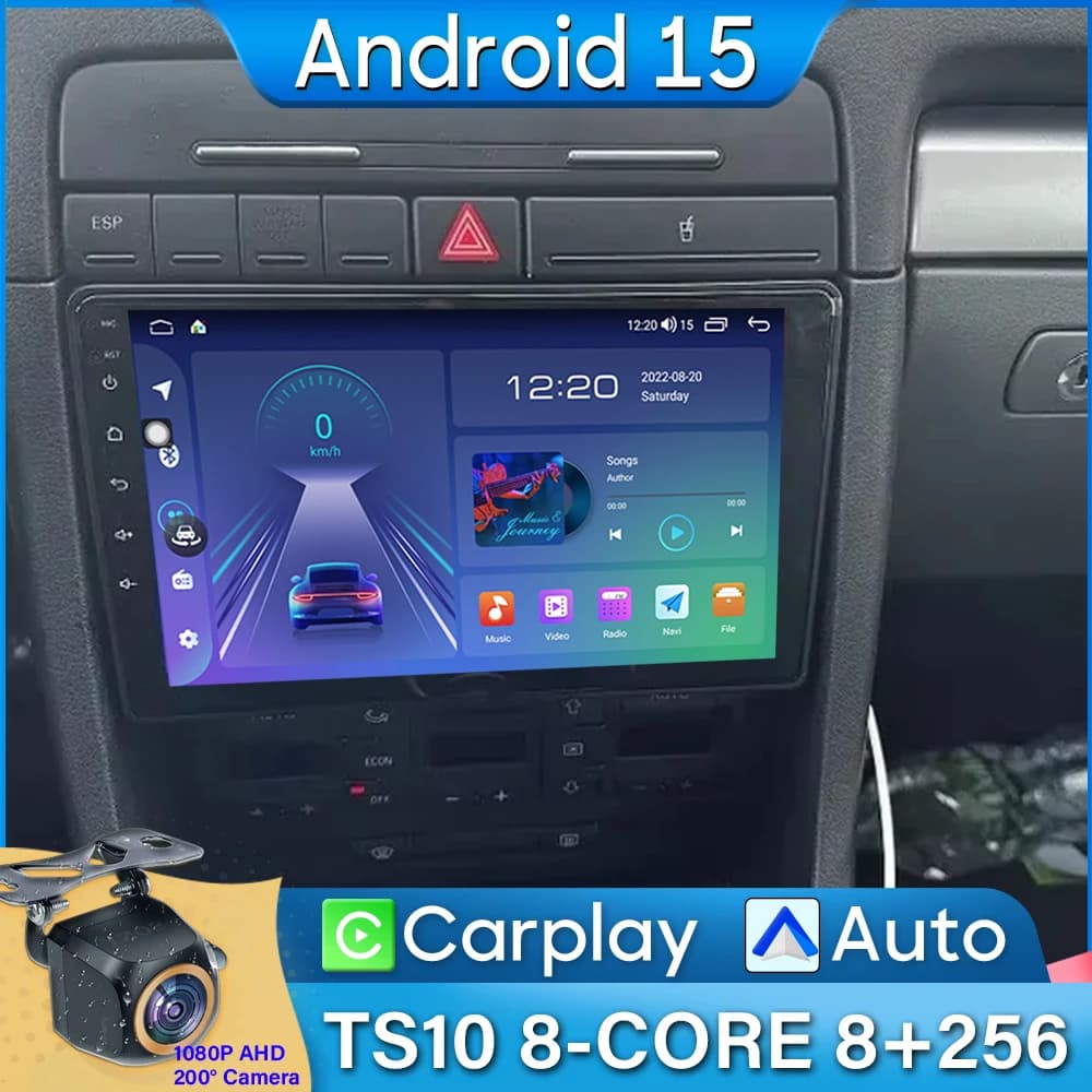 Autoradio Android 14 Per Audi A4 2 3 B6 B7 S4 RS4 2000-2009 Android 15 Navigazione GPS Android Auto Stereo Carplay Schermo No 2din