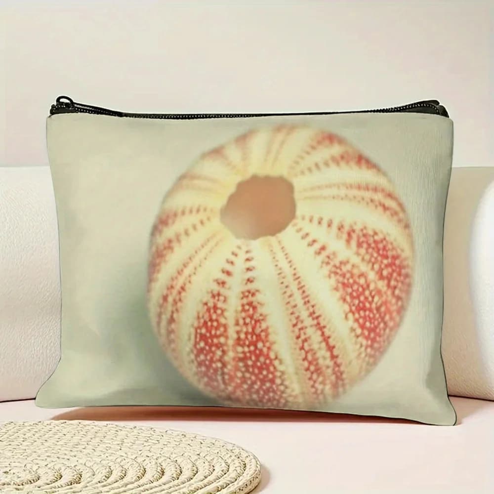 Borsa per il trucco con design a riccio di mare, 1 pezzo - Pochette multifunzionale con cerniera per donna, perfetta borsa da viaggio con cerniera, divertente regalo di compleanno