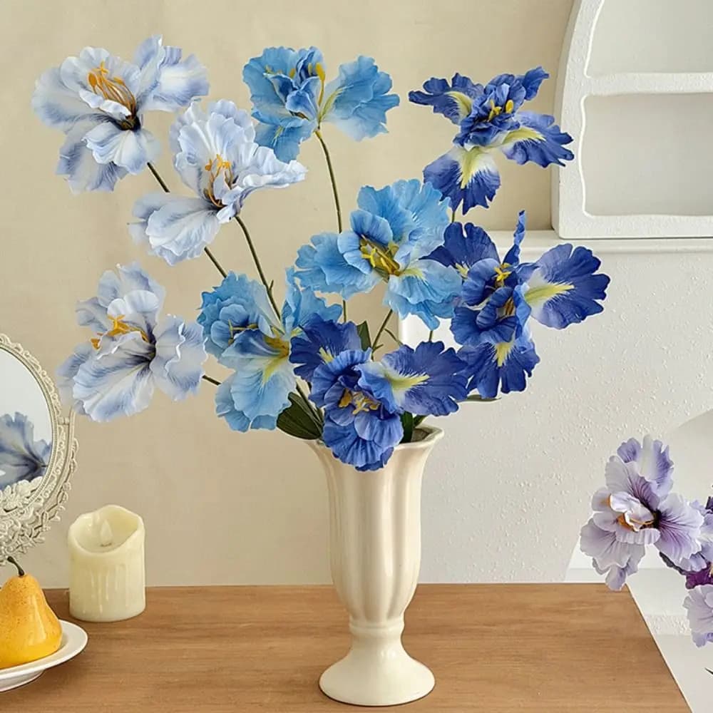 New Purple Artificial Iris Flowers Bouquet Floral Fake Flower Decorative Artificial Faux Plants Spring