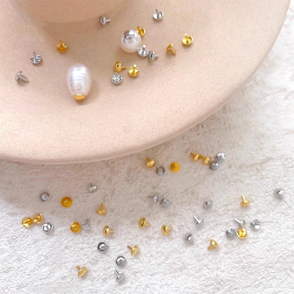 50 Pieces 3mm Brass Plated with Genuine Gold Round Baroque Concealer Plug DIY Makes Fashionable Jewelry Accessory Materials