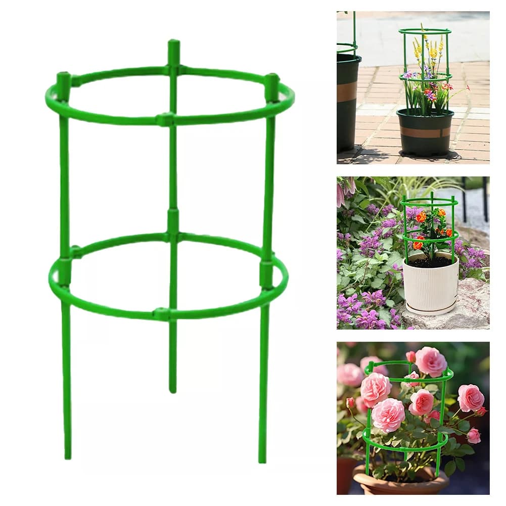 1/2/3/4/5pcs Plant Support Plant Stakes Round Plant Support Ring Plastic Plant Cage Holder Flower Pot Climbing Trellis