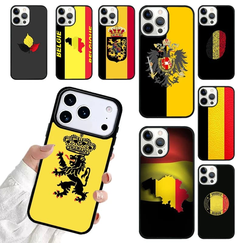 Belgium Coat of Arms Flag Phone Case For iPhone 17 16 15 14 13 12 11 Pro Max 17air Shockproof Cover Fundas