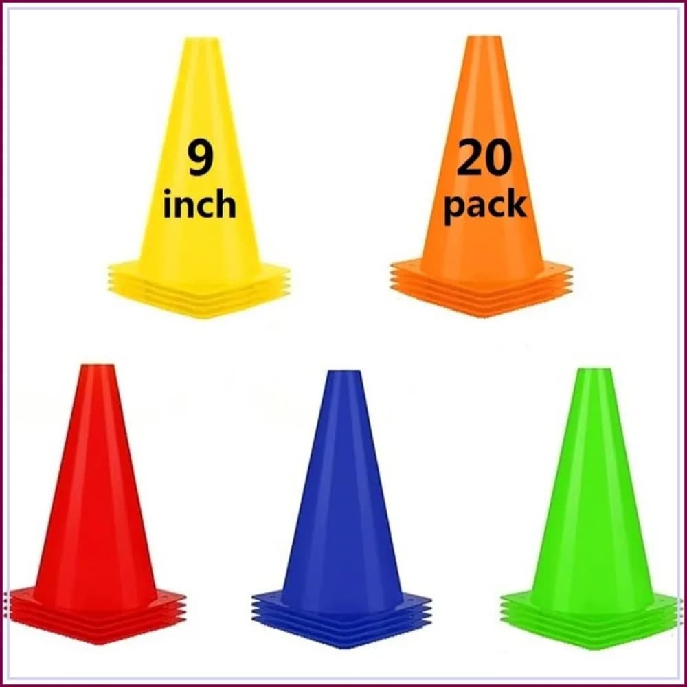 9 Inch Soccer Cones (20 Pack), Agility Training Sport Cone with Carry Bag for Drilling Football Basketball Field Markers