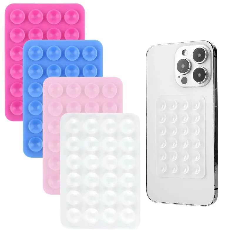 Flash sale Hot sale 24 Silicone Suction Cups, Black Minimalist Sticker, Anti Slip Phone Case, Portable And Movable Phone Holder, Square Portable